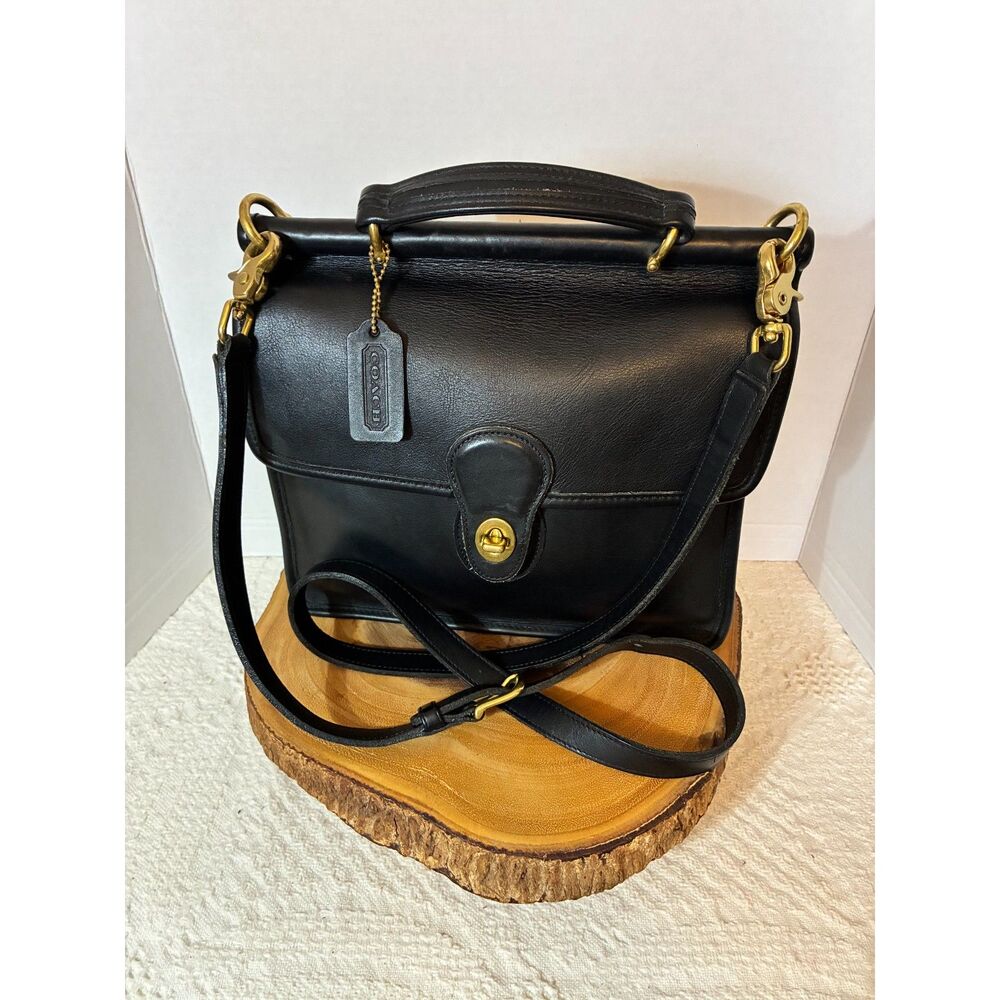 Vintage Coach Willis Bag Black Leather Crossbody 9927